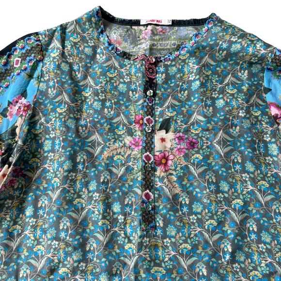 Johnny Was Besimo Silk Floral Printed Blouse - Picture 5 of 11